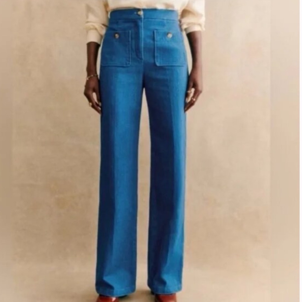 Sezane Dan Trousers- Faded Cyan Denim